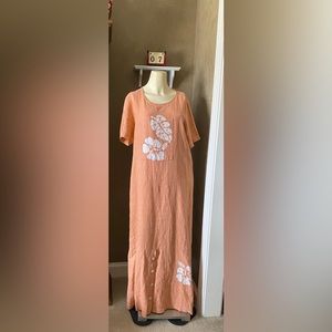 Pear brand 100% linen women's maxi Summer dress peach color, size M
